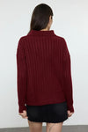 Soft-Textured Viscose Polo Neck Knit Sweater