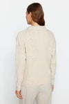 Soft-Textured Viscose Polo Neck Knit Sweater