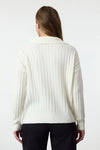 Soft-Textured Viscose Polo Neck Knit Sweater