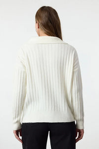 Soft-Textured Viscose Polo Neck Knit Sweater