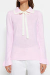 Color-Block Knit Sweater with Ribbon/Bow Detail