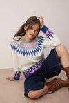 Bone Soft-Textured Patterned Knit Sweater