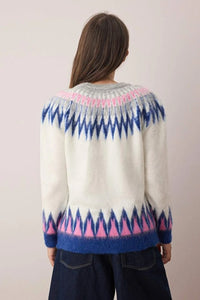 Bone Soft-Textured Patterned Knit Sweater