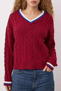 Cable Knit Collegiate Sweater