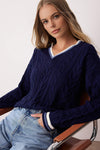 Cable Knit Collegiate Sweater
