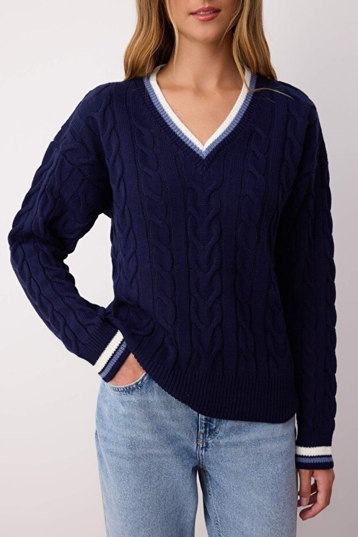 Cable Knit Collegiate Sweater