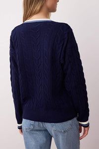 Cable Knit Collegiate Sweater