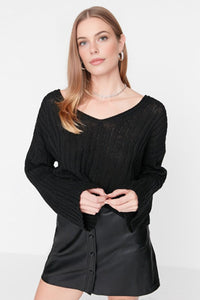 Mercerized Look Wool-Blend Oversized Basic Knit Sweater