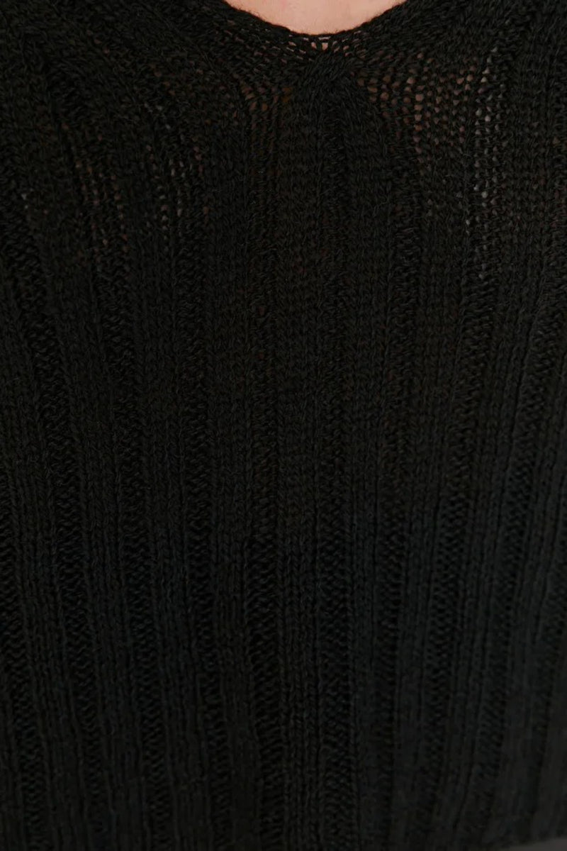 Mercerized Look Wool-Blend Oversized Basic Knit Sweater