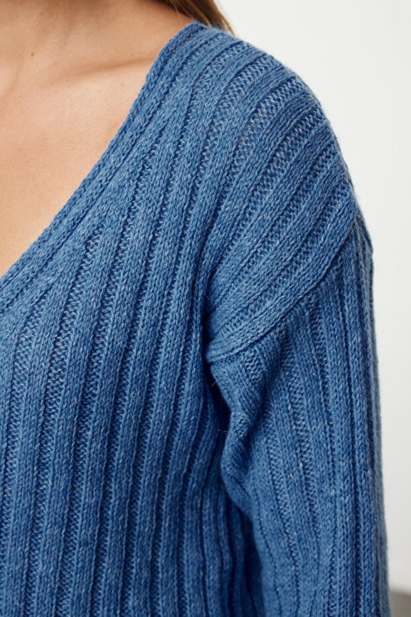 Mercerized Look Wool-Blend Oversized Basic Knit Sweater