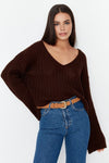 Mercerized Look Wool-Blend Oversized Basic Knit Sweater