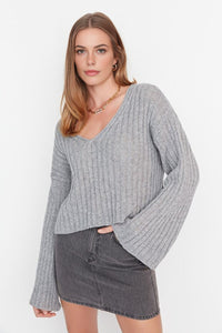 Mercerized Look Wool-Blend Oversized Basic Knit Sweater