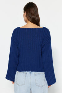 Mercerized Look Wool-Blend Oversized Basic Knit Sweater
