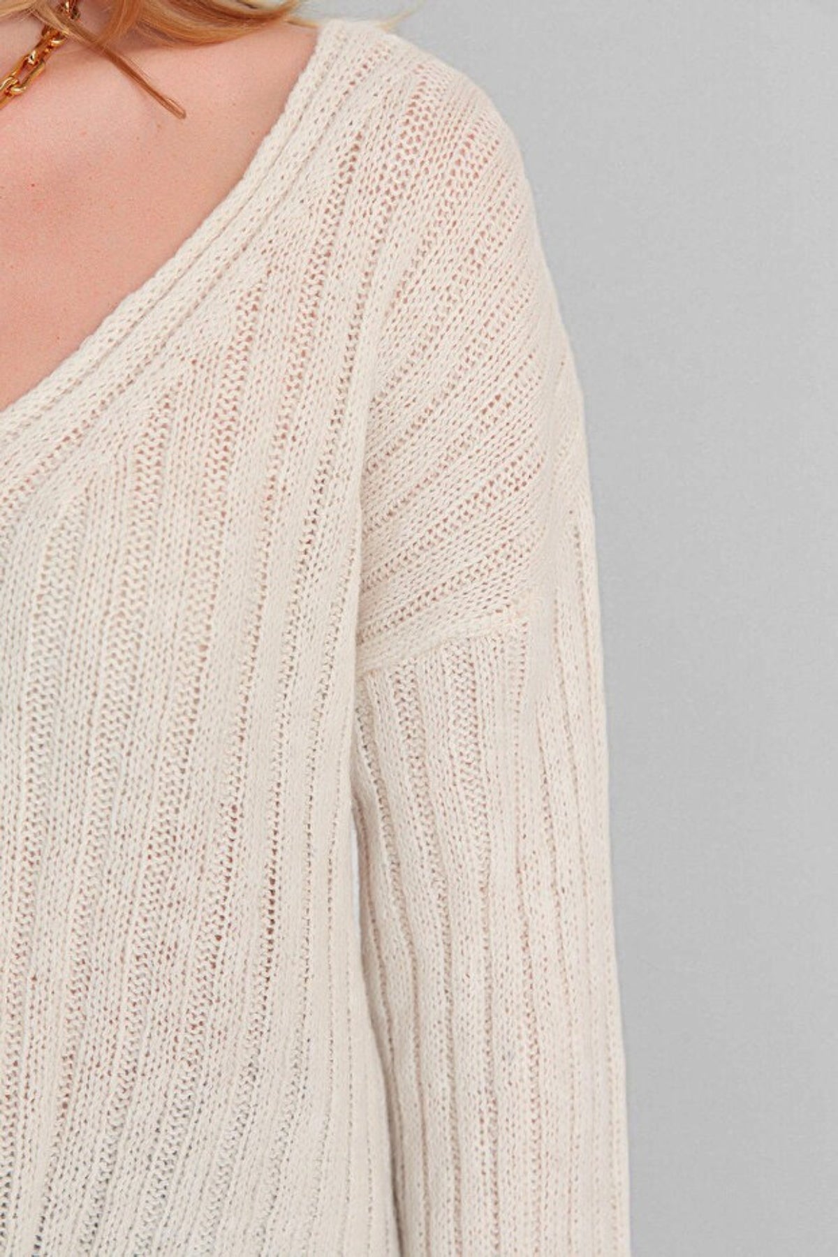 Mercerized Look Wool-Blend Oversized Basic Knit Sweater