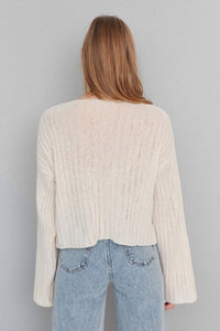 Mercerized Look Wool-Blend Oversized Basic Knit Sweater