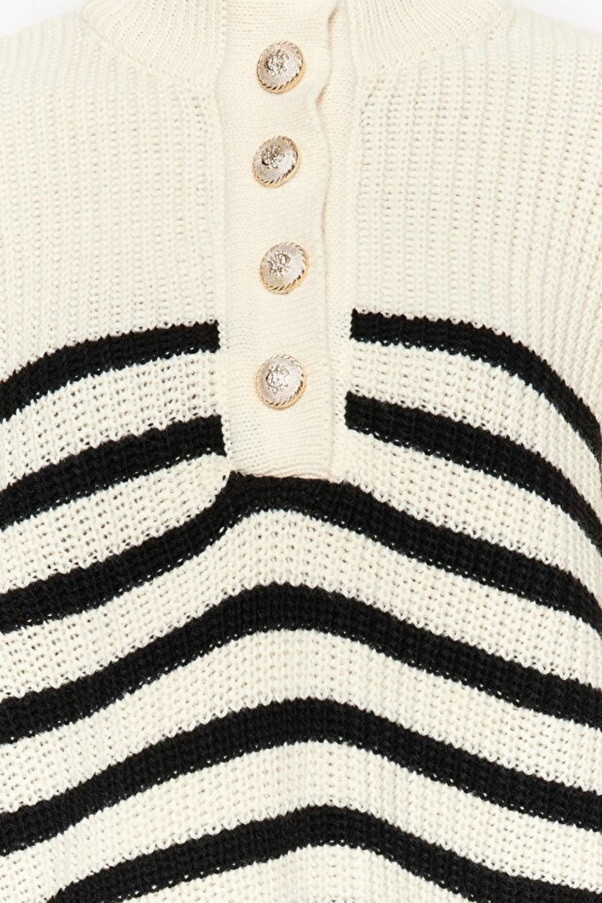 Oversized High Neck Striped Knit Sweater