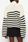 Oversized High Neck Striped Knit Sweater