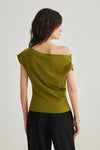 Draped Detail Flowing Asymmetric Neck Knit Blouse