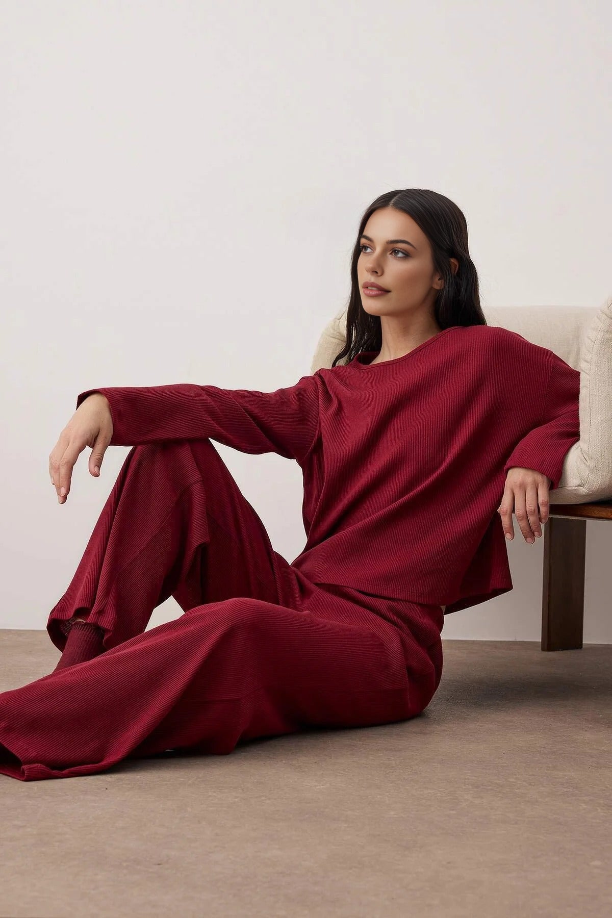 2 Piece Ribbed Knit Pajama Set