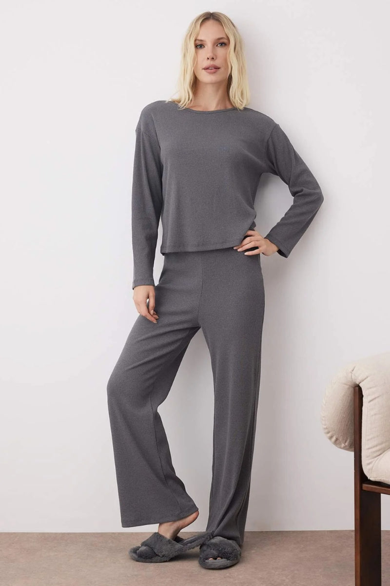 2 Piece Ribbed Knit Pajama Set
