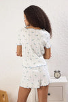 2 Piece Ribbon/Bow Detail Ribbed Knit Pajama Set with Shorts