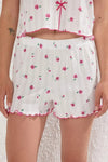 2 Piece Ribbon/Bow Detail Ribbed Knit Pajama Set with Shorts