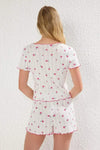 2 Piece Ribbon/Bow Detail Ribbed Knit Pajama Set with Shorts