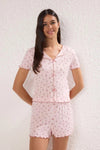 2 Piece Ribbon/Bow Detail Ribbed Knit Pajama Set with Shorts