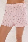 2 Piece Ribbon/Bow Detail Ribbed Knit Pajama Set with Shorts