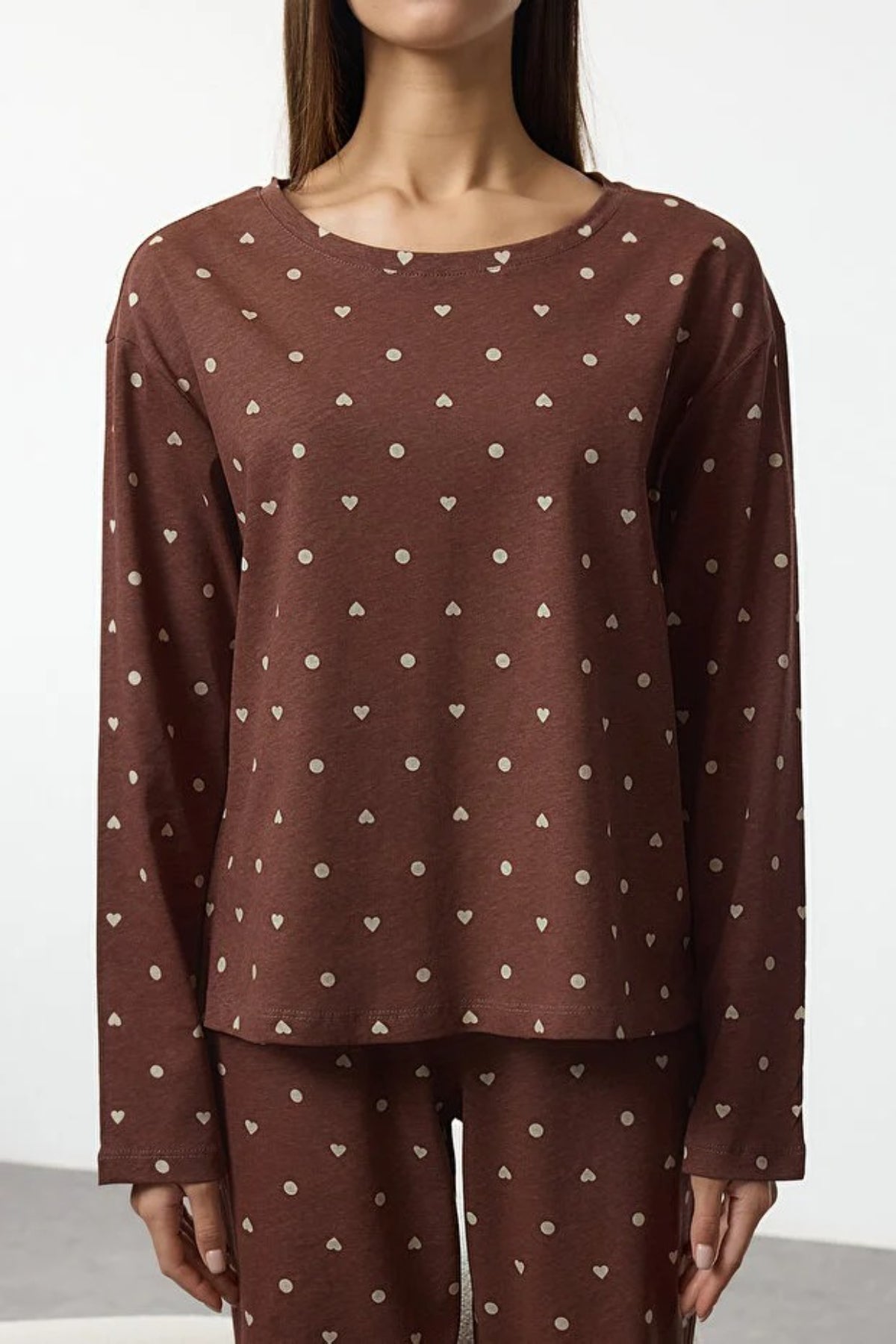 2-Piece Polka Dot and Heart Knit Pajama Set