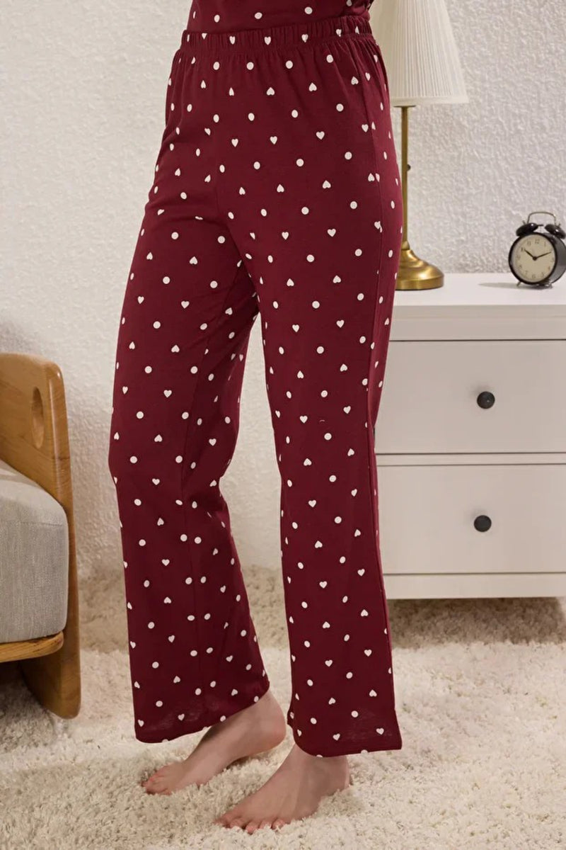 2-Piece Polka Dot and Heart Knit Pajama Set