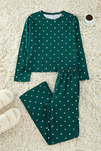 2-Piece Polka Dot and Heart Knit Pajama Set