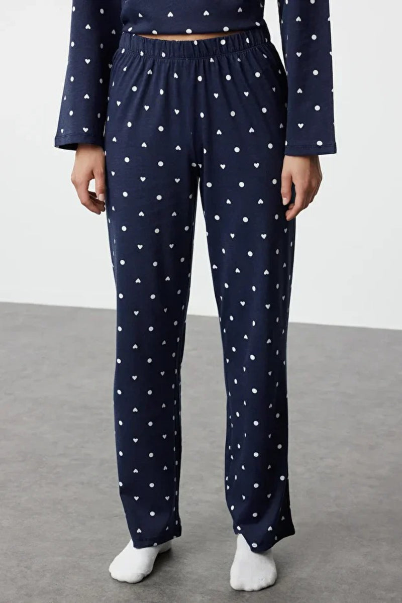 2-Piece Polka Dot and Heart Knit Pajama Set