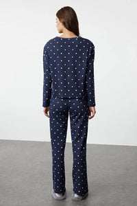 2-Piece Polka Dot and Heart Knit Pajama Set