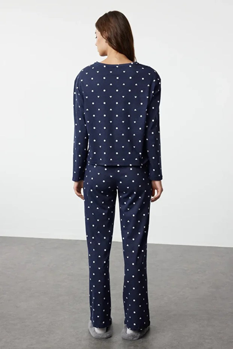 2-Piece Polka Dot and Heart Knit Pajama Set