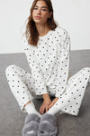 2-Piece Polka Dot and Heart Knit Pajama Set