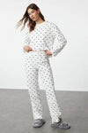 2-Piece Polka Dot and Heart Knit Pajama Set