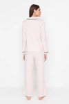 2-Piece Striped Piping Detail Knit Pajama Set
