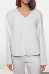 2-Piece Cotton Brushed Soft Ribbed Cardigan Knit Pajama Set