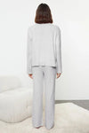 2-Piece Cotton Brushed Soft Ribbed Cardigan Knit Pajama Set