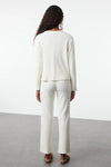 2-Piece Cotton Brushed Soft Ribbed Cardigan Knit Pajama Set