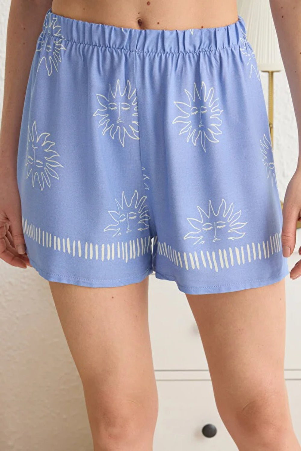 Printed Viscose Woven Pajama Set with Shorts