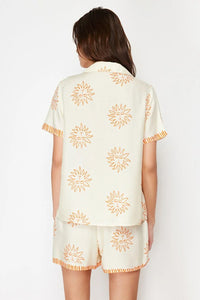 Printed Viscose Woven Pajama Set with Shorts