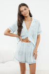 Printed Viscose Woven Pajama Set with Shorts