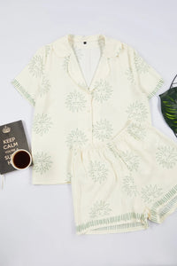 Printed Viscose Woven Pajama Set with Shorts