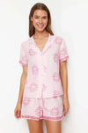 Printed Viscose Woven Pajama Set with Shorts