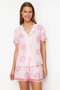 Printed Viscose Woven Pajama Set with Shorts