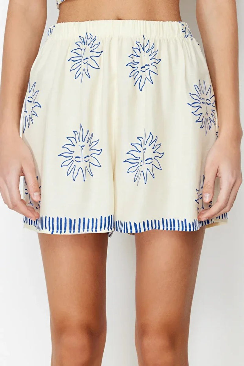 Printed Viscose Woven Pajama Set with Shorts
