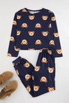 100% Cotton Knitted Pajama Set with Teddy Bear Print
