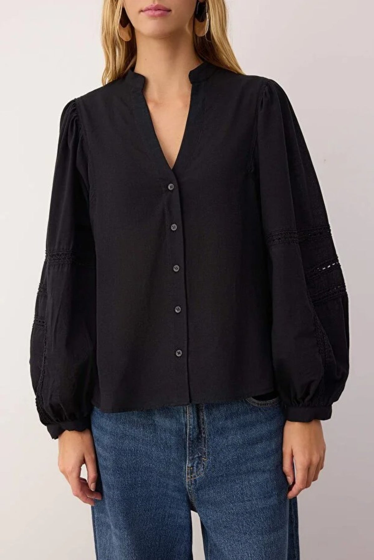 Boho Shirt with Lace Trim Sleeve Details